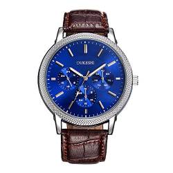 Armbanduhr für Herren, aus Stahl, Vintage-Armband, Quarzuhr, für Jungen, Boot, A13 Band Hellblau-braun A13-1 von Ellenne