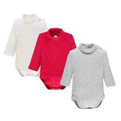 Ellepi baby body rollkragen junge langarm hemd kurzarm jungen kinder mit bodys langarmbody kragen weiss babybody weiß schwarz mädchen wickelbody fliege strampler rot, Creme Grau Rot, 3 Monate von Ellepi