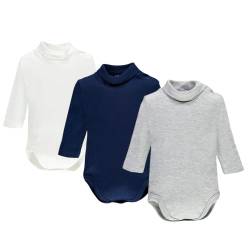 Ellepi baby body rollkragen junge langarm hemd kurzarm jungen kinder mit bodys langarmbody kragen weiss babybody weiß schwarz mädchen wickelbody fliege strampler rot, Weiß Blau Grau, 12 Monate von Ellepi