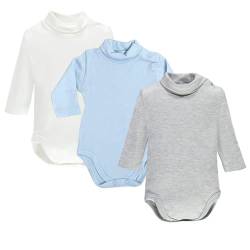 Ellepi baby body rollkragen junge langarm hemd kurzarm jungen kinder mit bodys langarmbody kragen weiss babybody weiß schwarz mädchen wickelbody fliege strampler rot, Weiß Himmel Grau, 12 Monate von Ellepi