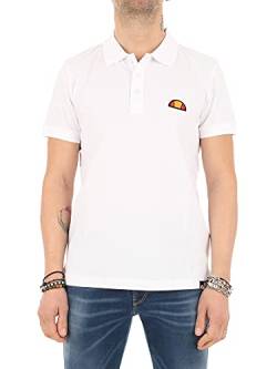 Ellesse Poloshirt für Herren, kurze Ärmel, Logo-Patch, Stickerei, 100 % Baumwolle, weiß, Small von Ellesse