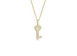Collierkettchen ELLI DIAMONDS "Schlüssel Elegant Diamant (0.1 ct.) 585 Gelbgold" Halsketten Gr. 45, 0.02 ct mit Diamanten, Gelbgold 585, Länge: 45 cm, goldfarben (gold> <gelbgoldfarben, weiß, w = weiß) Damen Colliers von Elli DIAMONDS