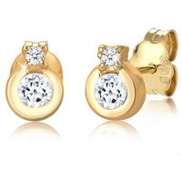 Elli DIAMONDS Paar Ohrstecker Klassik Kreis Topas Diamant (0.03ct) 585 Gelbgold von Elli DIAMONDS