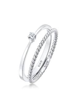 Elli DIAMONDS Ring Diamant (0.03 ct.) Kordel 2er Ring Set 925 Silber von Elli DIAMONDS