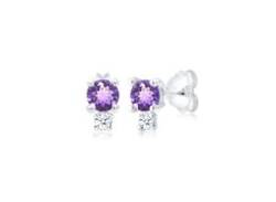 Paar Ohrstecker ELLI DIAMONDS "Amethyst Edelstein Diamant (0.06 ct.) 925er Silber" Ohrringe Gr. OneSize, 0.012 carat ct P1 = bei 10-facher Vergrößerung erkennbare Einschlüsse mit Diamanten, Silber 925 (Sterlingsilber), silberfarben (silber, weiß) Damen Ohrstecker von Elli DIAMONDS