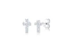 Paar Ohrstecker ELLI DIAMONDS "Stecker Kreuz Glaube Diamant (0.07 ct.) 925 Silber" Ohrringe Gr. OneSize, 0.014 carat ct P1 = bei 10-facher Vergrößerung erkennbare Einschlüsse mit Diamanten, Silber 925 (Sterlingsilber), silberfarben (silber, weiß) Damen Ohrstecker von Elli DIAMONDS