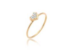 Verlobungsring ELLI DIAMONDS "Herz Trio Diamant (0.075 ct.)Romantik 585 Gelbgold" Fingerringe Gr. 56 mm, 0.015 ct P1 = bei 10-facher Vergrößerung erkennbare Einschlüsse, Gelbgold 585, 1 mm, goldfarben (gold, weiß) Damen Verlobungsringe von Elli DIAMONDS