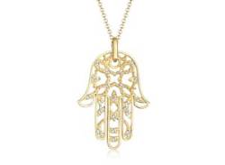 Collierkettchen ELLI PREMIUM "Hamsa Hand der Fatima Kristalle 925 Silber" Halsketten Gr. 70, mit Steinen, Silber 925 (Sterlingsilber), Länge: 70 cm, goldfarben (gold> <silberfarben, weiß) Damen Colliers von Elli Premium