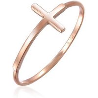 Elli Premium Fingerring Bandring Kreuz Symbol Basic Modern 750 Roségold von Elli Premium