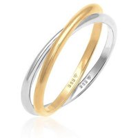 Elli Premium Fingerring Wickelring Bi-Color Zeitlos 585 Gelbgold Weißgold, Bi Color_Tri Color von Elli Premium