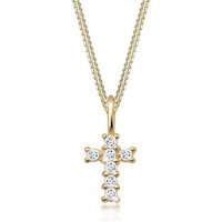 Elli Premium Kette mit Anhänger Kreuz Religion Glaube Symbol Topas 585 Gelbgold, Kreuz von Elli Premium