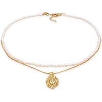 Elli Premium Ketten-Set Choker Layer Sonne Süßwasserperlen 925 Silber, Boho von Elli Premium