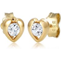 Elli Premium Paar Ohrstecker Ohrstecker Herz Heart Topas Edelstein 585 Gelbgold, Herz von Elli Premium