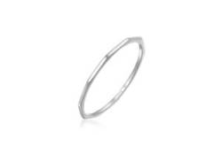 Fingerring ELLI PREMIUM "Bandring Geo Basic Minimal Look 585 Weißgold" Fingerringe Gr. 52 mm, ohne Stein, Weißgold 585, 1 mm, silberfarben (silber) Damen Fingerringe von Elli Premium