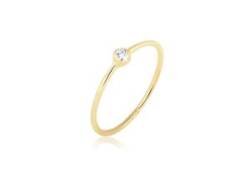 Fingerring ELLI PREMIUM "Solitär Zirkonia 375er Gelbgold" Fingerringe Gr. 54 mm, mit Steinen, Gelbgold 375, 1 mm, weiß (weiß, weiß) Damen Fingerringe von Elli Premium