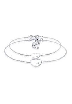 Elli Armband Damen Set Herz Anhänger Mutter Kind mit Kristallen in 925 Sterling Silber von Elli