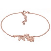 Elli Armband Zarte Panzerkette Rosen-Anhänger 925er Silber, Blume von Elli