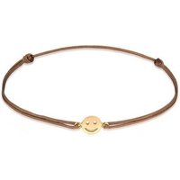 Elli Armband mit Smile Face Textil 925 Silber vergoldet, mit Smiling Face von Elli