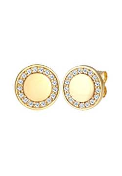 Elli DIAMONDS Ohrringe Damen Ohrstecker Kreis Elegant Klassisch mit Diamant (0.17 ct) aus 375 Gelbgold von Elli