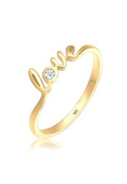 Elli DIAMONDS Ring Damen Love-Schriftzug mit Diamant (0.03 ct.) in 585 Gelbgold von Elli