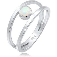 Elli Fingerring Bandring Zweireihig Synthetischer Opal 925 Silber von Elli