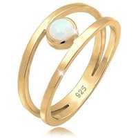 Elli Fingerring Bandring Zweireihig Synthetischer Opal 925 Silber von Elli