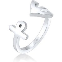 Elli Fingerring Offen Anker Maritim Meer Verstellbar 925er Silber von Elli