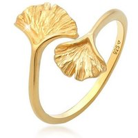 Elli Fingerring Verstellbar offen Ginkgo Blatt Natur 925 Silber, Ginkgo von Elli