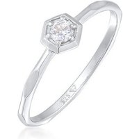 Elli Fingerring Zirkonia Octagon Solitär 925 Silber, Verlobungsring von Elli