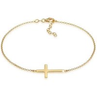 Elli Fußkette Kreuz Religion Glaube Filigran Trend 925 Silber, Kreuz von Elli