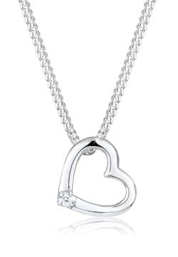 Elli Halskette Damen Herz Anhänger Liebe Zart mit Diamant (0.015 ct.) in 925 Sterling Silber von Elli
