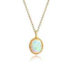 Elli Kette mit Anhänger Anhänger Opal Oval Vintage 925er Silber von Elli