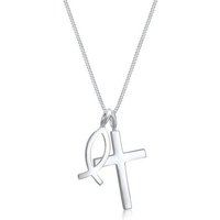 Elli Kette mit Anhänger Kreuz Fisch Symbol Religion 925 Silber von Elli