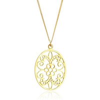 Elli Kette mit Anhänger Ornament Floral Orientalisch Oval 925 Silber, Blume von Elli