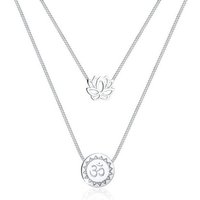 Elli Ketten-Set Lotusblume Om Symbol Yoga Mantra Layer 925 Silber, Lotusblume von Elli