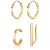 Elli Ohrring-Set Creolen Ear Climber Earcuff 3er Set 925 Silber von Elli