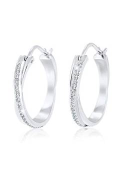 Elli Ohrringe Damen Creolen Glamour Verschlungen mit Kristallen in 925 Sterling Silber von Elli