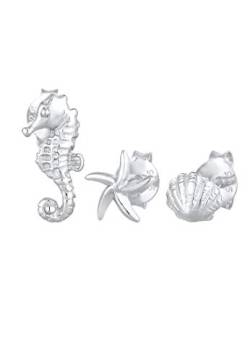 Elli Ohrringe Damen Ohrstecker Set Seestern Muschel Seepferd Sommer Strand in 925 Sterling Silber von Elli