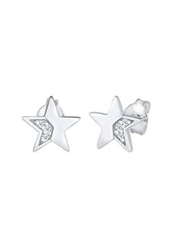 Elli Ohrringe Damen Ohrstecker Stern Funkelnd Astro Trend Basic mit Diamanten (0.03 ct) in 925 Sterling Silber von Elli