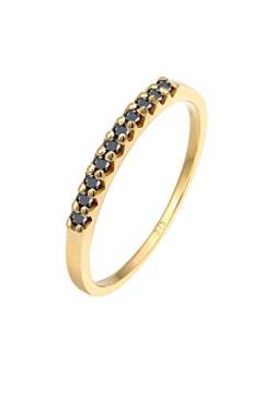 Elli PREMIUM Ring Damen Geo Schwarzer mit Diamant (0.20 ct.) in 375 Gelbgold von Elli