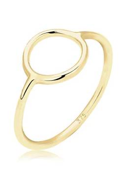 Elli PREMIUM Ring Damen Kreis Cut-Out Motiv Basic aus 375 Gelbgold von Elli
