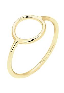 Elli PREMIUM Ring Damen Kreis Cut-Out Motiv Basic aus 375 Gelbgold von Elli