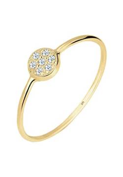 Elli PREMIUM Ring Damen Kreis Scheibe mit Diamant (0.07 ct.) in 375 Gelbgold von Elli