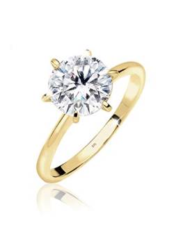 Elli PREMIUM Ring Damen Verlobung Solitär Funkelnd mit Zirkonia Kristalle aus 375 Gelbgold von Elli