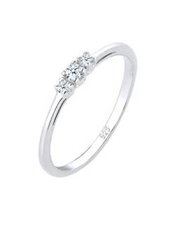 Elli PREMIUM Ring Damen Verlobungsring Diamant (0.07 ct.) Zart in 925 Sterling Silber von Elli