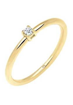 Elli PREMIUM Ring Damen Verlobungsring mit Diamant (0.03 ct.) in 375 Gelbgold von Elli