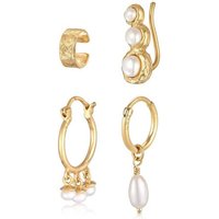 Elli Perlenohrringe Earcuff Creole Climper Süßwasserperle Set 925 Silber von Elli