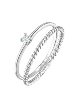 Elli Ring Damen Solitär Twisted Set mit Diamant (0.06 ct) in 585 Weißgold von Elli