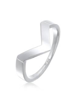 Elli Ring PREMIUM Ring Damen V-Form Geo Basic in 925 Sterling Silber Rhodiniert von Elli