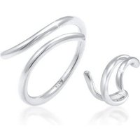 Elli Schmuckset Ring Single Earcuff Wickellook (2 tlg) 925 Silber von Elli